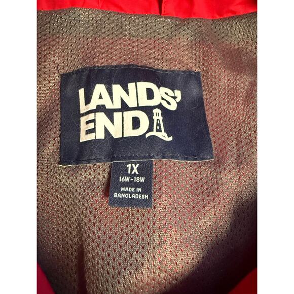 Lands' End Women's Outrigger Mesh Lined Jacket Size 1X 16w-18w Red Hood - Picture 10 of 12